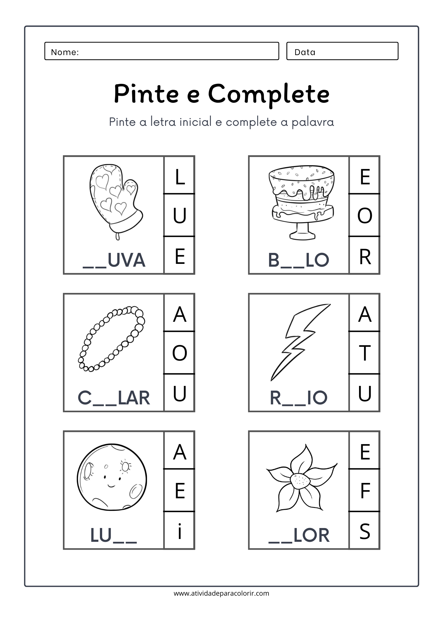 Atividade de coordenação motora: Complete e pinte o desenho - Ed